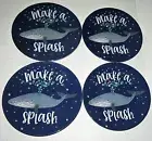 COASTAL Melamine Tidbit Candy Side Plates 6" MAKE A SPLASH Set of 4