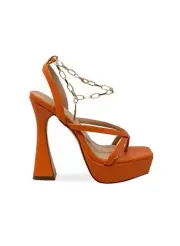 Chase & Chloe ADIKA-1 Platform Heels with Gold Chain Ankle Strap
