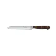 Wusthof Crafter S/S Serrated Utility Knife w/Oak Timber Grip 14cm Blade Brown