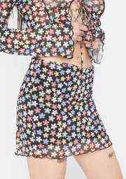 [Bailey Rose] Black Multi Floral Mini Skirt
