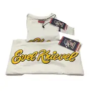 Jeanswest 2 Pack EVEL KNIEVEL 100% Cotton White Print T-Shirts Mens Sz M NEW