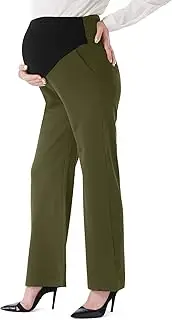 [URBEST] Women's Maternity Pants for Work, Office Wear Dress Pants Over The Belly Stretchy Pregnancy Bootcut Pants with Pockets