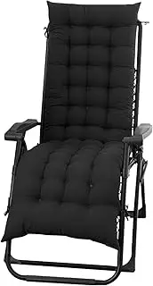 ele ELEOPTION Chair Cushion with Ties Rocking Recliners Chair Cushions High Back, Patio Chair Pad for Indoor and Outdoor Chaise Lounger Cushion 19x47inch Black