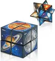 Star Cube Magic Cube 2 in 1 Set Fidget Cube Games Infinity Cube Fidget Toy Novelty Toys Magic Cube Puzzle for Kids Teen Boys Christmas Stress Relief Travel Game for Kid Adults