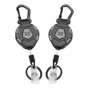 2Pack Retractable Keychain,Heavy Duty Carabiner Badge Holder,Tactical ID Badge Reel with 31.5In/80cm Steel Retractable Cord