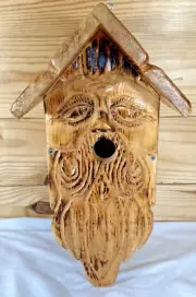 Hand Carved Wood Spirit Wood Old Man Birdhouse Hand Made Local NC Craftsman