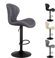 [ALFORDSON] 2X Bar Stool Gas Lift, Adjustable Kitchen Barstools, Swivel Air Leather Bar Chairs, Counter Dining Chairs in 64-85cm Seat Height, Home Bar Dining Room Furniture, Stella Air Leather Grey