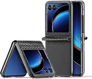 Case for Motorola Razr 40 Ultra 2023, PU Leather Hard PC Shell with Hinge Protection Slim Thin Fashion Folding Shockproof Full Protection Phone Cover