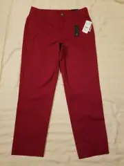 Intro Johnathan Ross Cherry Red Stretch Flat Front Straight Leg Pants Womens 6