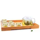 8in1 Tea Set - Heat Resistant Glass Teapot +6* Tea Cup + Gong fu Tray