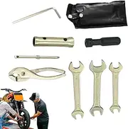 Générique Motorcycle Tool Kit, Scooter Maintenance Tools, Repair Pliers and Wrench Silver, Spark Plug Socket Set, Compact Storage Bag for Motorcycle, Scooter Repairs