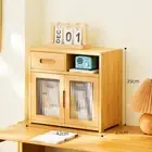 2 Tier Cube Bookshelf Storage Cabinet Wooden Bookcase Kitchen Countertop Cabinet