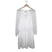 Abercrombie Fitch Dress XL White Long Sleeve Peasant Sheer Sleeve Bohemian