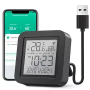 Wifi Thermometer Hygrometer, Indoor Temperature Humidity Sensor Electronic Ink D