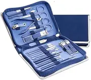 Nail Art Set Scissors Nail Clippers Set Stainless Steel Cutter Pedicure Beauty Manicure Kit with Travel Case Kit 9/18/26Pcs,26pcs Blue Set