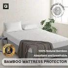 Natural Home Bamboo Breathable Quilted Mattress Sheet Protector White Queen