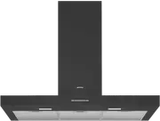 Smeg 90cm T Shaped Canopy Rangehood Black Gloss