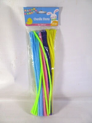 50 Pastel Chenille Stems EASTER CRAFTS Assorted Colors