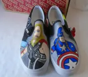 Vans slip on M6 W 7.5 Artisan inspired Marvel comic painted tennis shoes G1