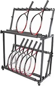Racket Storage Rack, Tennis Racket Storage Rack, Double Layer 14 Badminton Racket Display Stand, Suitable for Fitness Equipment Such As Tennis Rackets and Badminton Rack