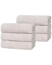 Superior Set of 6 Playa Zero Twist Cotton Solid Waffle Textured Hand Towels