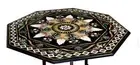 24" black Marble Dining Coffee Corner Center inlay Table Top antique Mosaic o6
