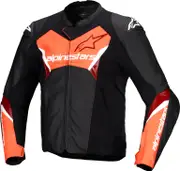 Alpinestars Faster V3, leather jacket , color: Black/Neon-Red , size: 60