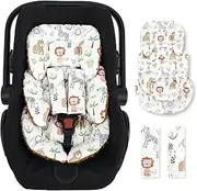 DAYEEBALL Infant Car Seat Insert Cushion, Baby Car Seat Head Body Support for Girls & Boys, Reversible Newborn Car Seat Insert with 2 Extra Strap Paddings, Premature Car Seat Cushion, Animal