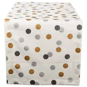 Holiday Christmas Table Runner, 14x108" Silver & Gold Polka Dot Confetti