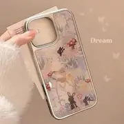 Animal Phone Case - iPhone 16 Pro Max / 16 Pro / 16 Plus / 16 / 15 Pro Max / 15 Pro / 15 Plus / 15 / 14 Pro Max / 14 Pro / 14 Plus / 14 / 13 Pro Max / 13 Pro / 13 / 13 Mini Rabbit & Deer - Beige - iPhone 14 Pro (6.1)