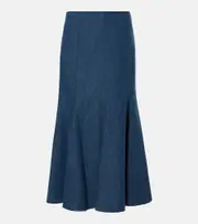 [Gabriela Hearst] Gabriela Hearst Amy flared cotton and linen midi skirt AU 6 blue