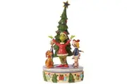 Grinch by Jim Shore Christmas Tree with Grinch Characters on Manual Rotating Base