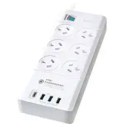 SANSAI PAD8066 6 Way Powerboard With USB-C Surge Protection