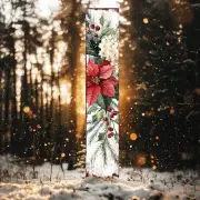 42in Christmas Garden Stake | Watercolor Poinsettias & Mistletoe | Outdoor Winte