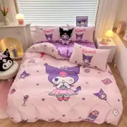 100% Cotton Kuromi GIFTBOX Bedding Quilt Cover Sheet Pillowcase Single Queen