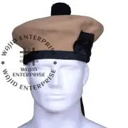 Khaki 100% Wool Balmoral Military Bonnet Beret Army Cap Highlander Kilt Cap/Hat