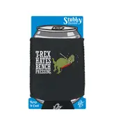 Animal Trex Hates Bench Pressing Dinosaur - Funny Novelty Stubby Holder With Base