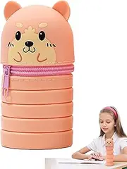 Pen and Pencil Holder | Telescopic Pencil Bag Pen Holder - Silicone Cartoon Organizer Storage Desk for Student Teens School Teacher Dorm Home Classroom