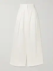 [Andres Otalora] Andres Otalora - Kushi Pleated Linen Wide-leg Pants - Off-white - US6 US 6 Off-white