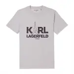 KARL LAGERFELD 老佛爺 熱銷印刷文字LOGO純棉圖案短袖T恤-燕麥色