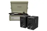 Crosley Voyager Bluetooth Portable Turntable - Sage + Bundled Majority D40 Bluetooth Speakers - Black