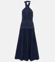[Staud] Staud Harrington chino and poplin maxi dress AU 12 blue