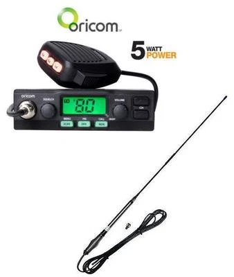 ORICOM UHF028 UHF RADIO 80 CHANNEL 5W+ AT870 UHF FGLASS ANTENNA PACK 6.5DB