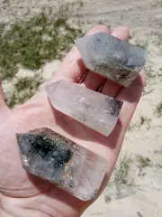 Lot of 3 Phantom (Ghost) Quartz Crystal Wand Points Healing. L3