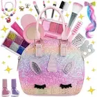 Kids Real Makeup Kit with Unicorn Purse, Non-Toxic Washable Toy,Pretend Play Set