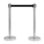 VIP Crowd Control 1118-10 14 in. Flat Base Satin Stainless Post & Cover Retra...