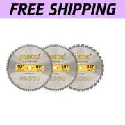 Ultimate 3-Pack 10-Inch Saw Blades - Thin Kerf for Clean Cuts - 32/60/80 Teeth