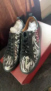 600$ Bally Herbi Limited Edition Black with Silver Leather Sneakers size US 11