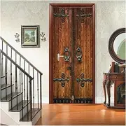Door Stickers Classic Vintage Gardern Murals Wall Mural Door Decals Door Stickers Wallpaper Mural DIY Home (Color : C, Size : 38.5x200cmx2pcs)