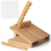 Tortilla Press10 Inch Roti Maker with Rolling Pin Large Bamboo Wood Tortilla Maker with 50 Pieces Parchment Paper Wood Color